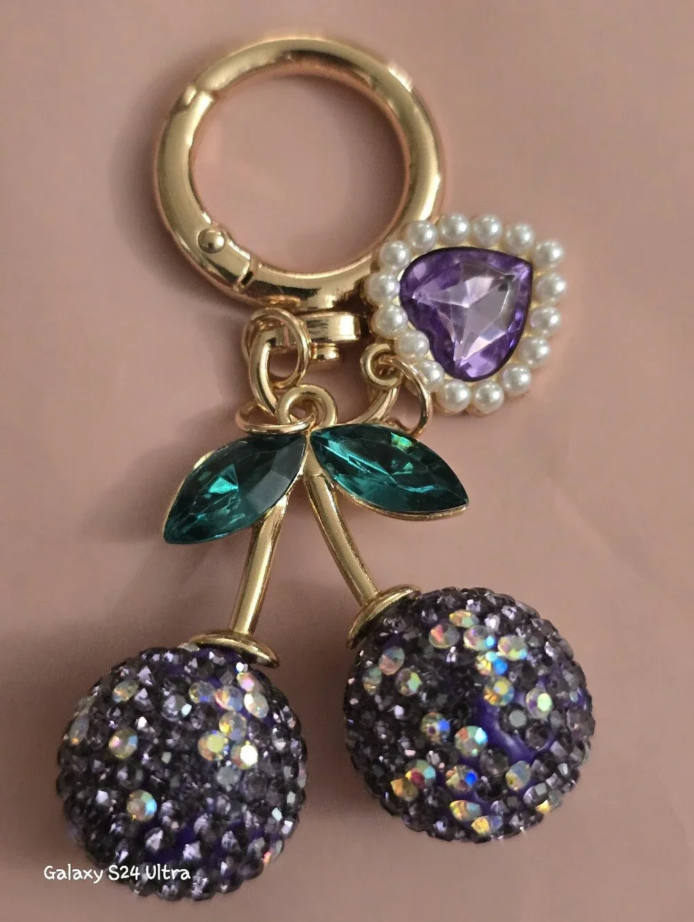 Cherry Heart Bag Charm/ Keychain NEW